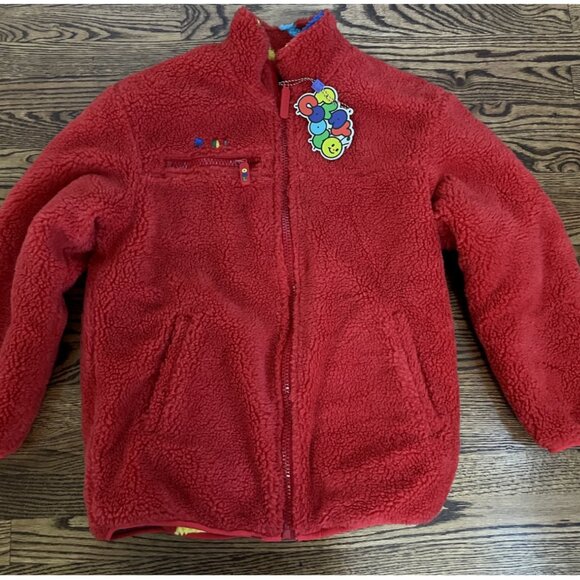 Reversible Paint Sherpa Colorful Fleece Jacket -Cool Shirtz -Womens Small Medium - Picture 6 of 9